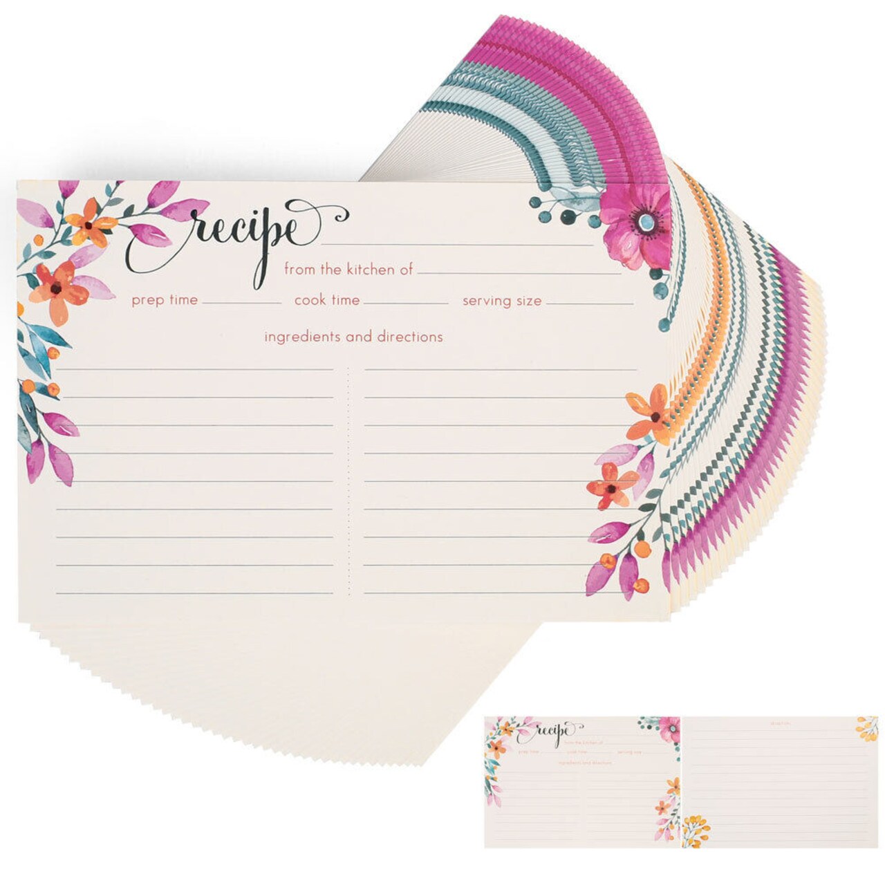 60 PCS 4x6" Colorful Double Sided Kitchen Recipe Cards